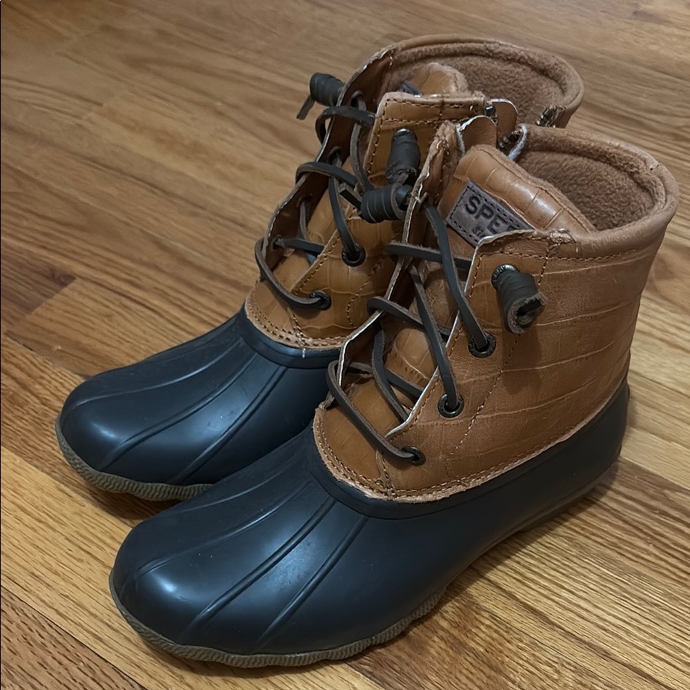 Sperry Brown and Black Ankle Booties Waterproof Design
